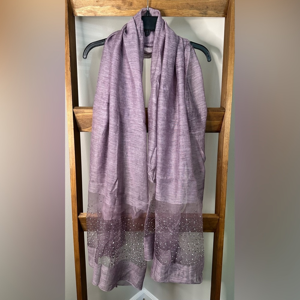 Crystal Embellished Purple Scarf